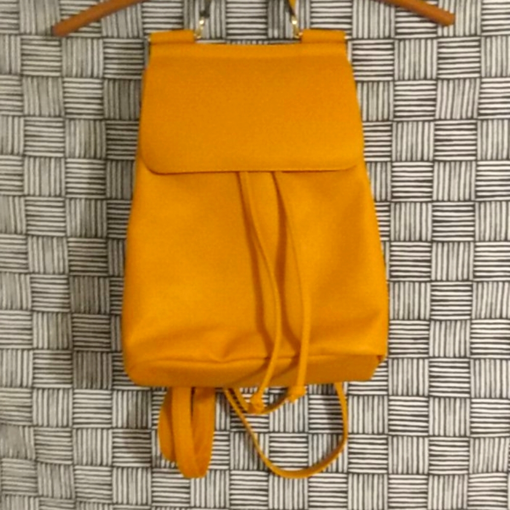 Marigold/yellow leather backpack NWOT